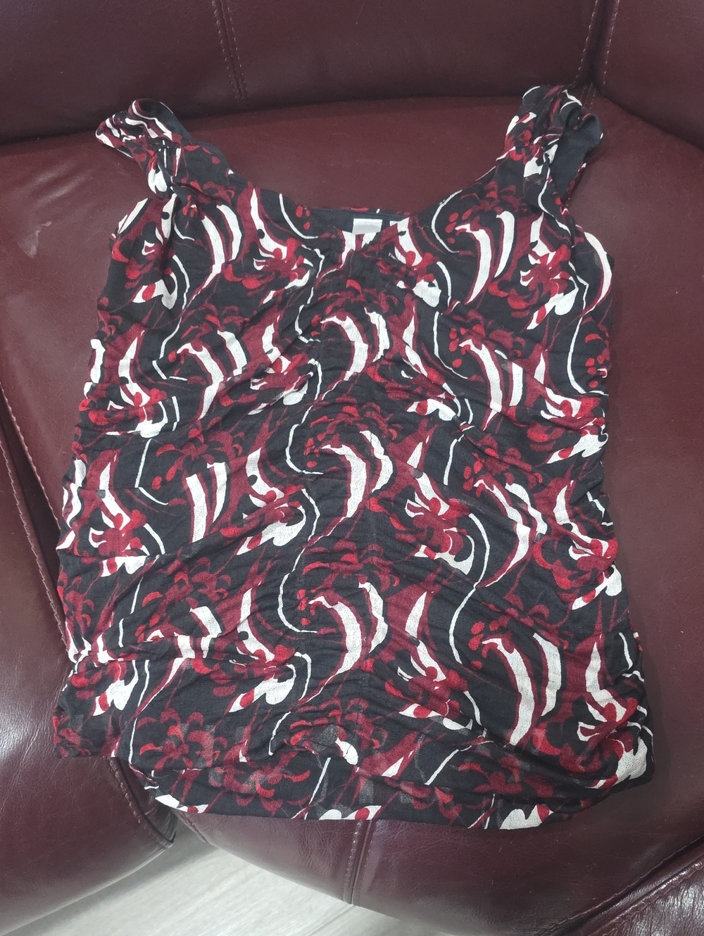 DKNY Red Black White Printed Sleeveless Camisole